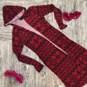 Hooded Aztec Print Duster